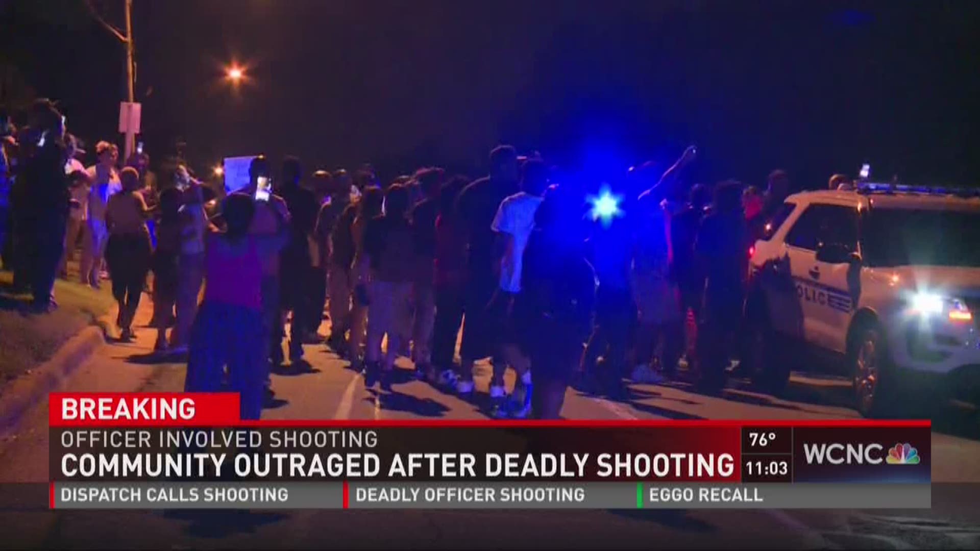 A chaotic scene throughout the night in North Charlotte after an African-American man was shot and killed in an officer-involved shooting.