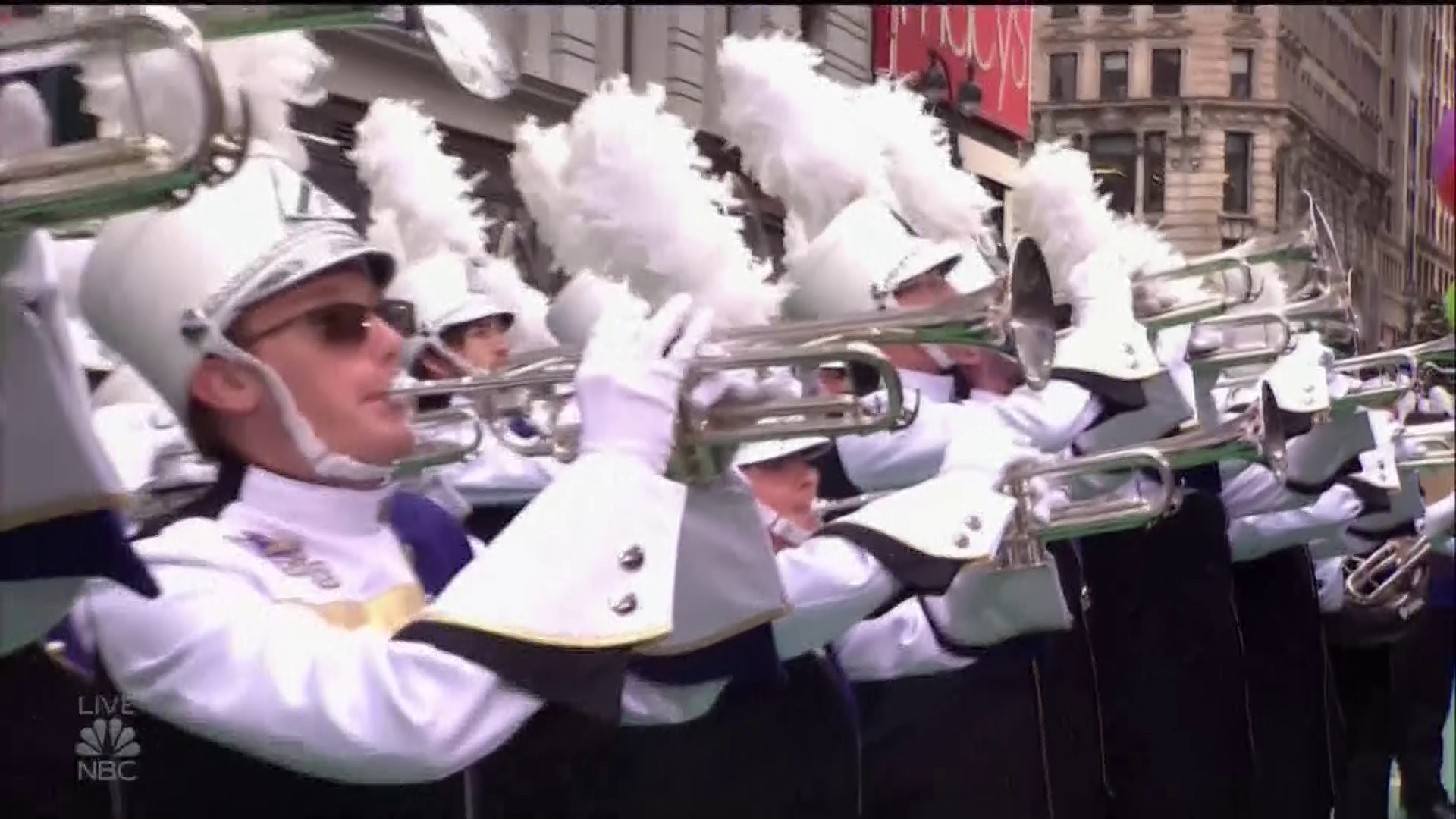 The 540-member band performed a medley of Journey and Bon Jovi during the 2019 Macy's Thanksgiving Day Parade.