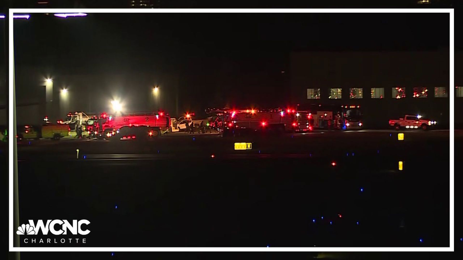 A Delta flight carrying Carolina Panthers players was met with emergency vehicles after it ran off the taxiway at Charlotte Douglas Airport early Friday morning.