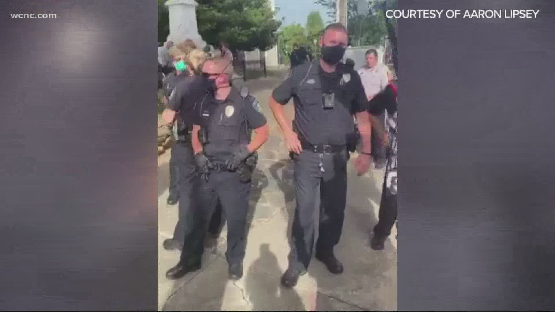 The viewer who shared video of the protests with WCNC said he's been pushing for city leaders to move the monument for years.