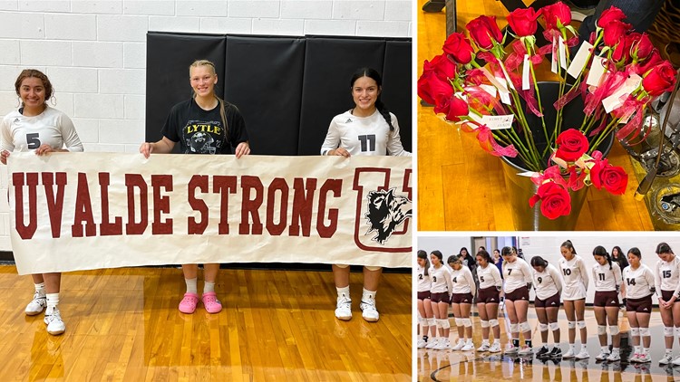 It was the first athletic event since the Uvalde shooting. 21 roses were given to the Uvalde HS volleyball team to honor the victims.