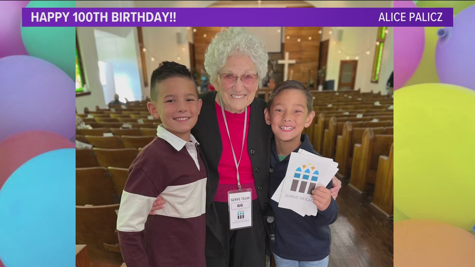 Palicz, who turned 100 years old on October 11, works as the official church greeter at Junius Heights Church in Dallas. Happy birthday, Alice!