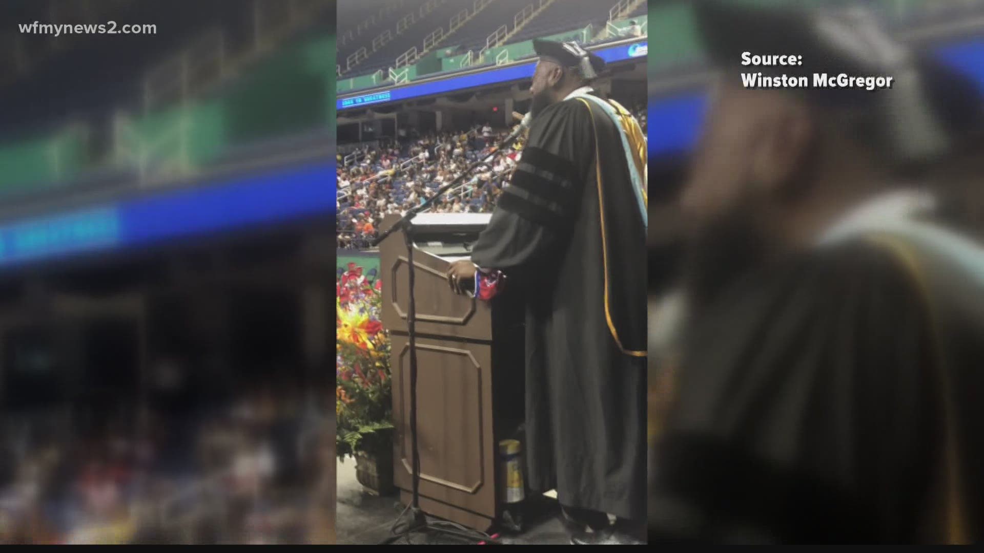 Principal Marcus Gause of Andrews High School sang, 'I will always love you' to the school's graduating seniors.