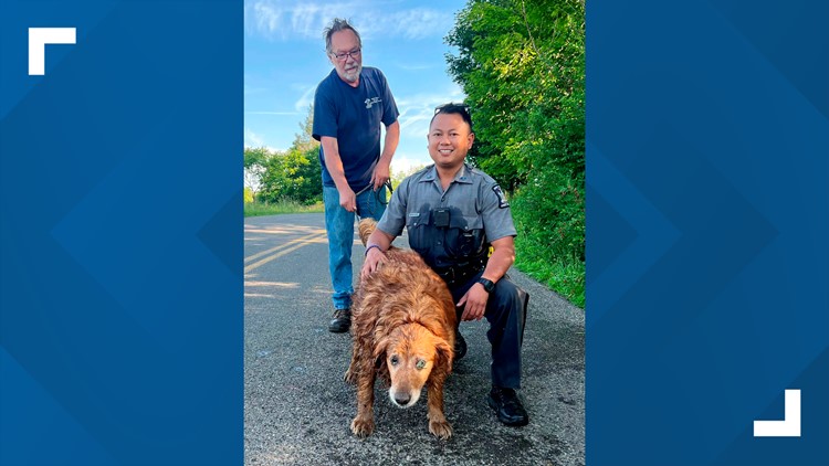 Trooper crawls into drainage pipe to rescue missing dog