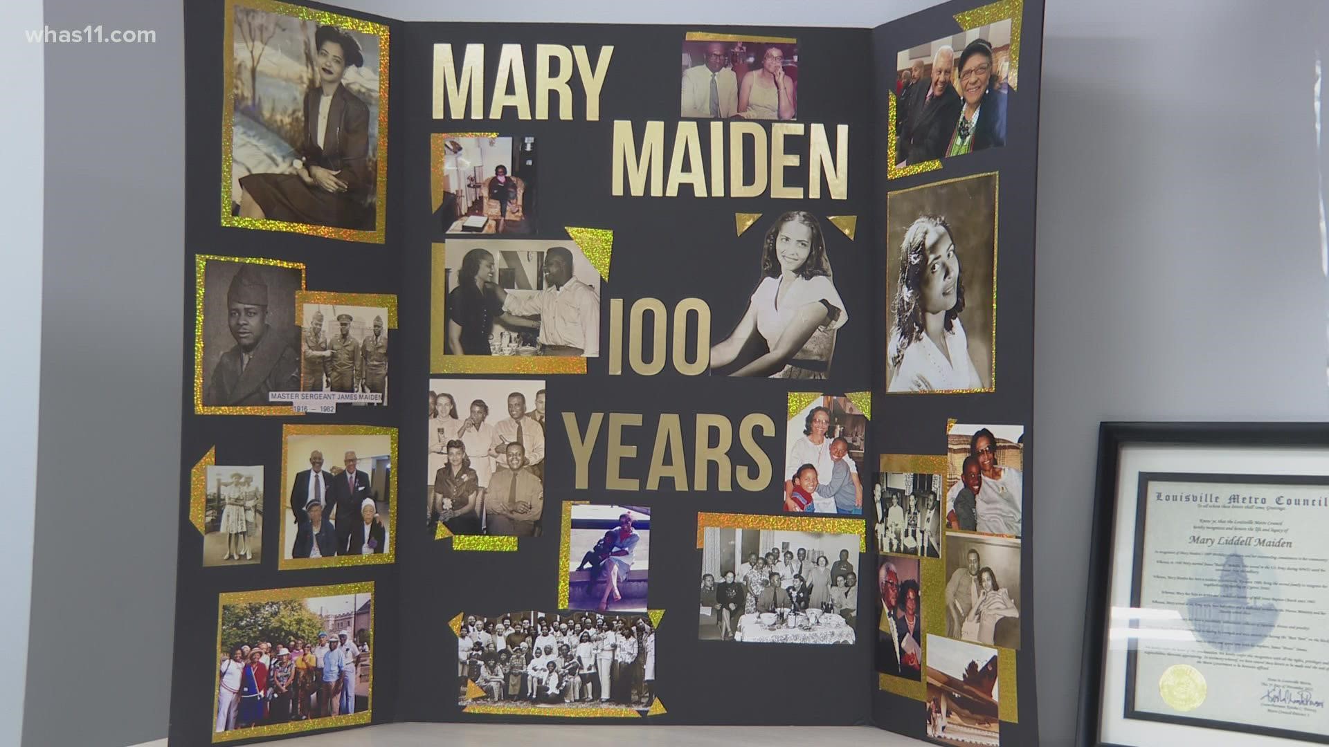 It's a big happy 100th birthday for -Mary Maiden who was born in Mississippi but moved to Fort Knox with her husband and made Louisville home.