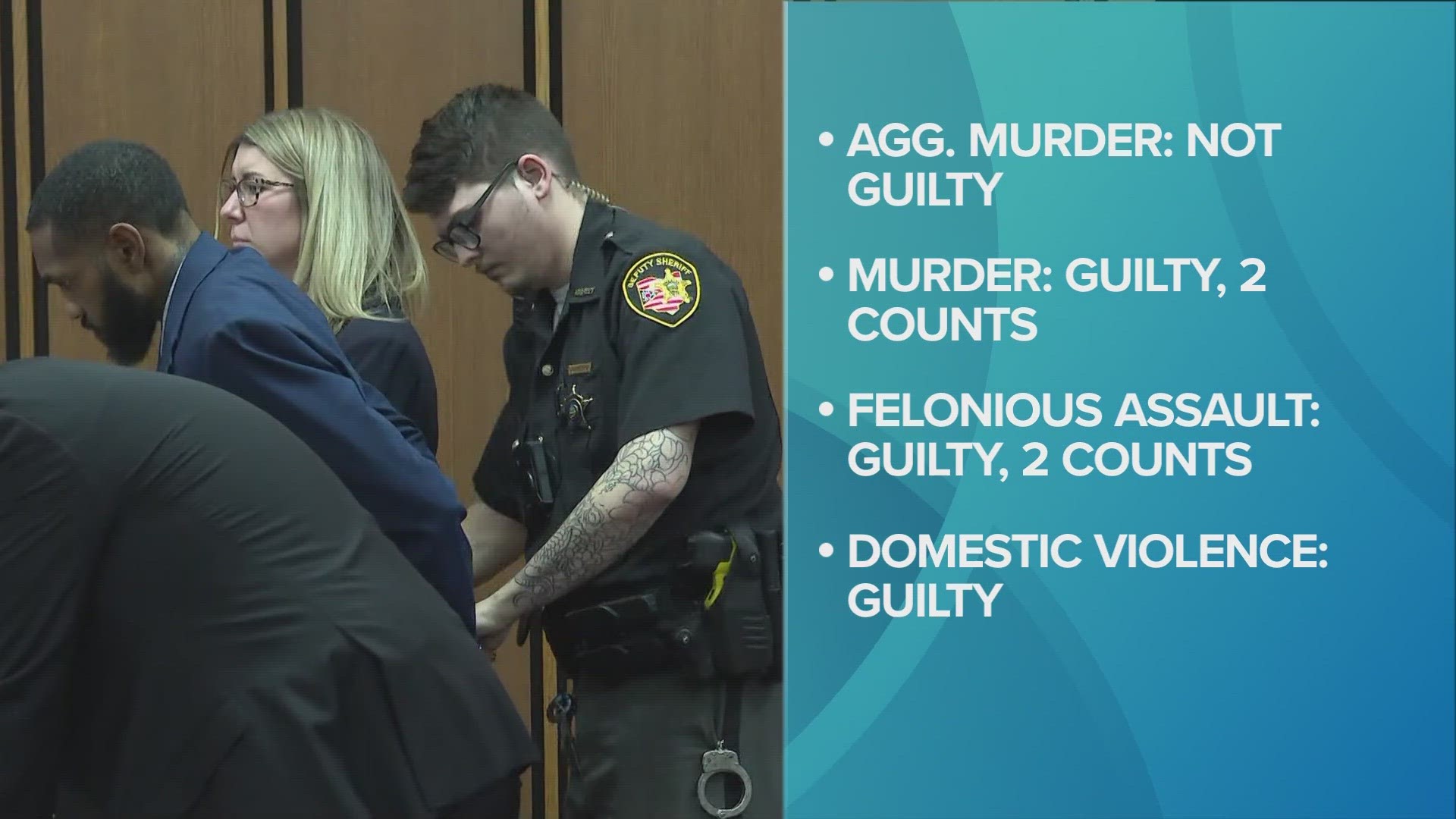 Edwards was acquitted on one count of aggravated murder. He was found guilty on two counts of murder and felonious assault, plus a count of domestic violence.