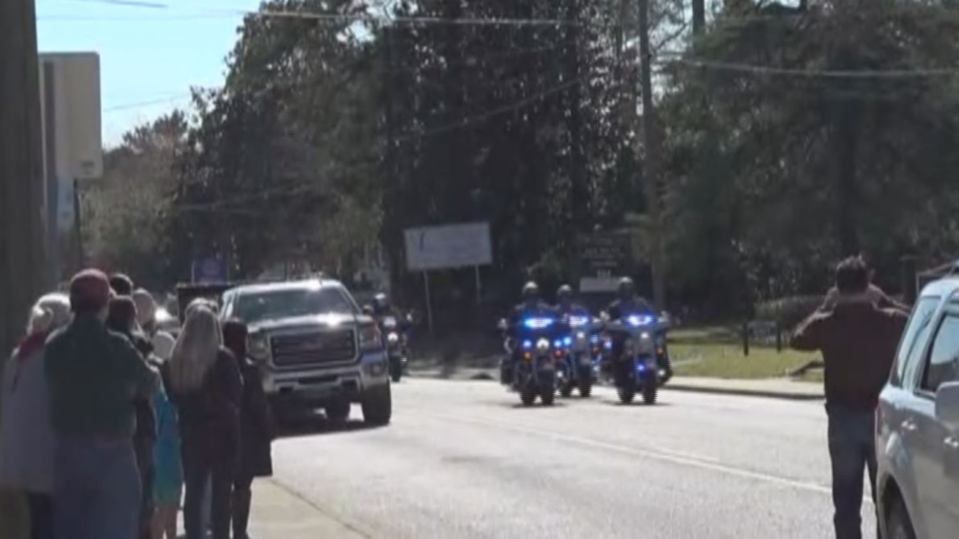 A police motorcade brought the body of Faye Swetlik home to Lexington County after her autopsy in Charleston on February 15, 2020.