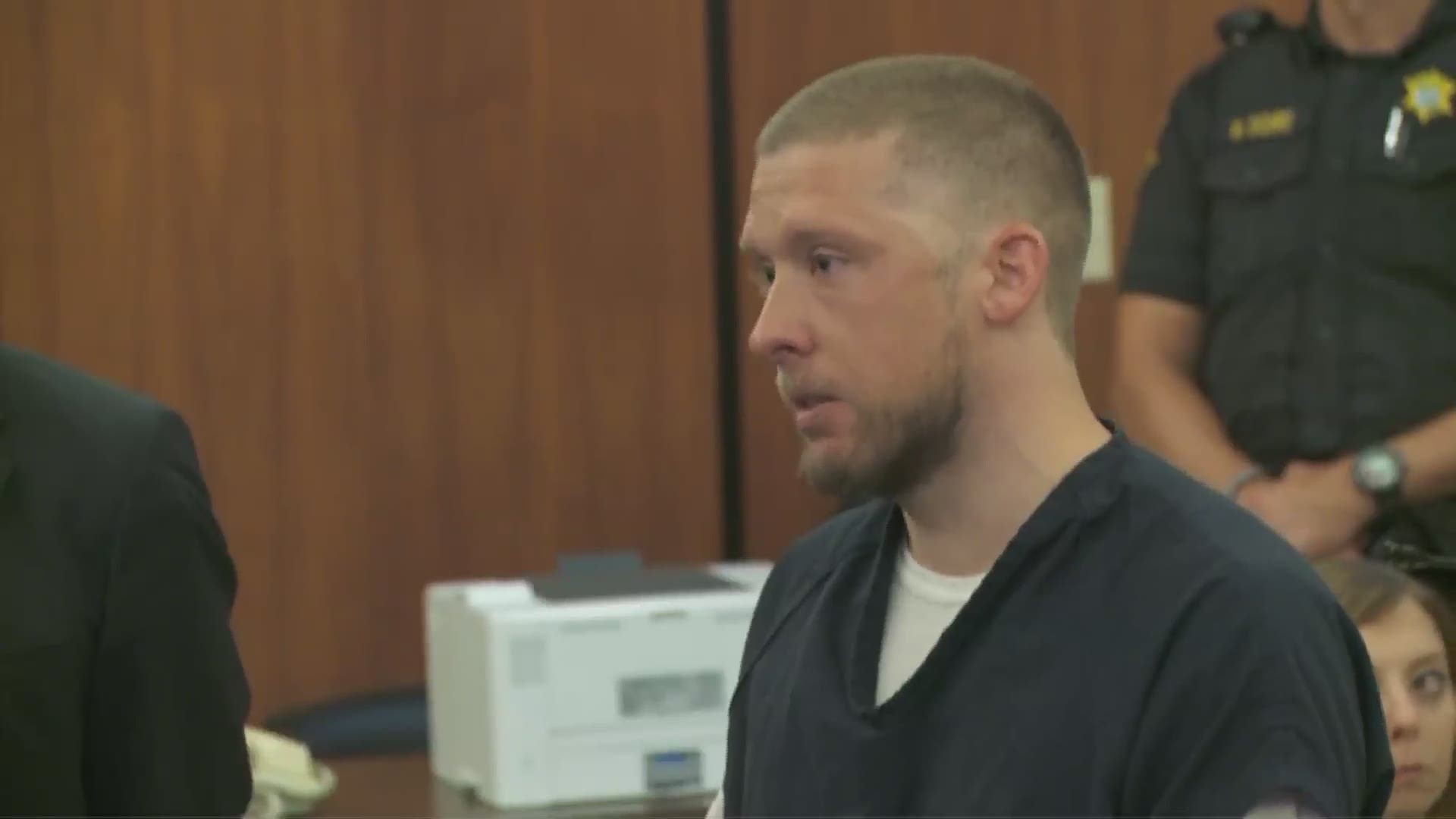 The ex-trooper who shot an unarmed man apologizes to the victim before he was sentenced.