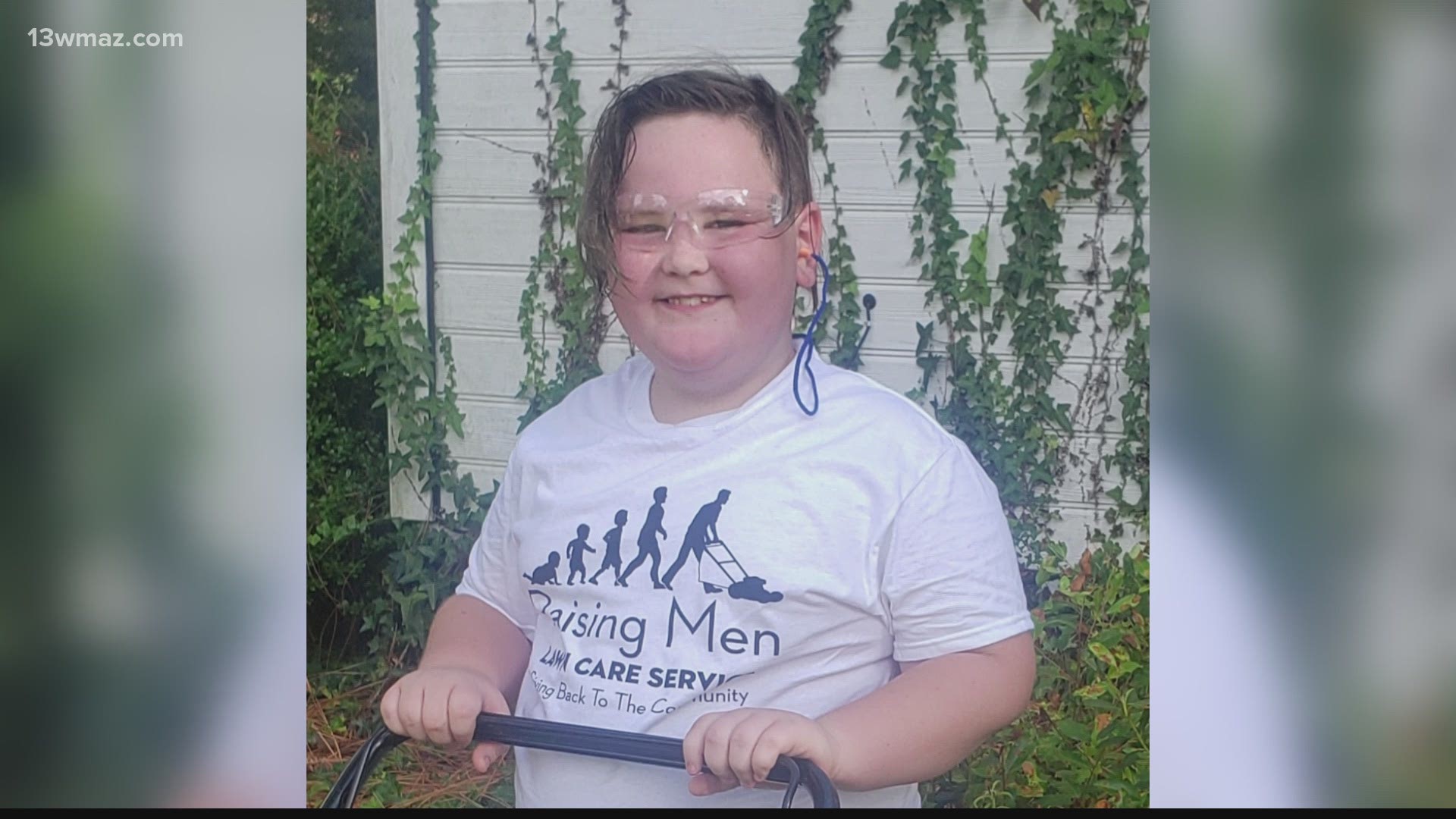 Jesse Ward, 9, has spent the last two weeks mowing lawns for members of his community
