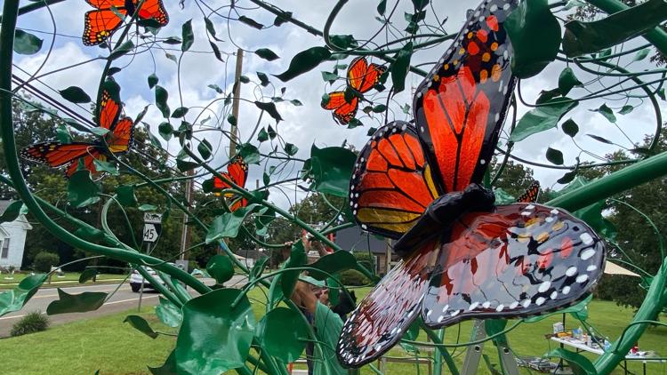 Plains, Georgia honors former First Lady Rosalynn Carter Garden with dancing monarch sculpture