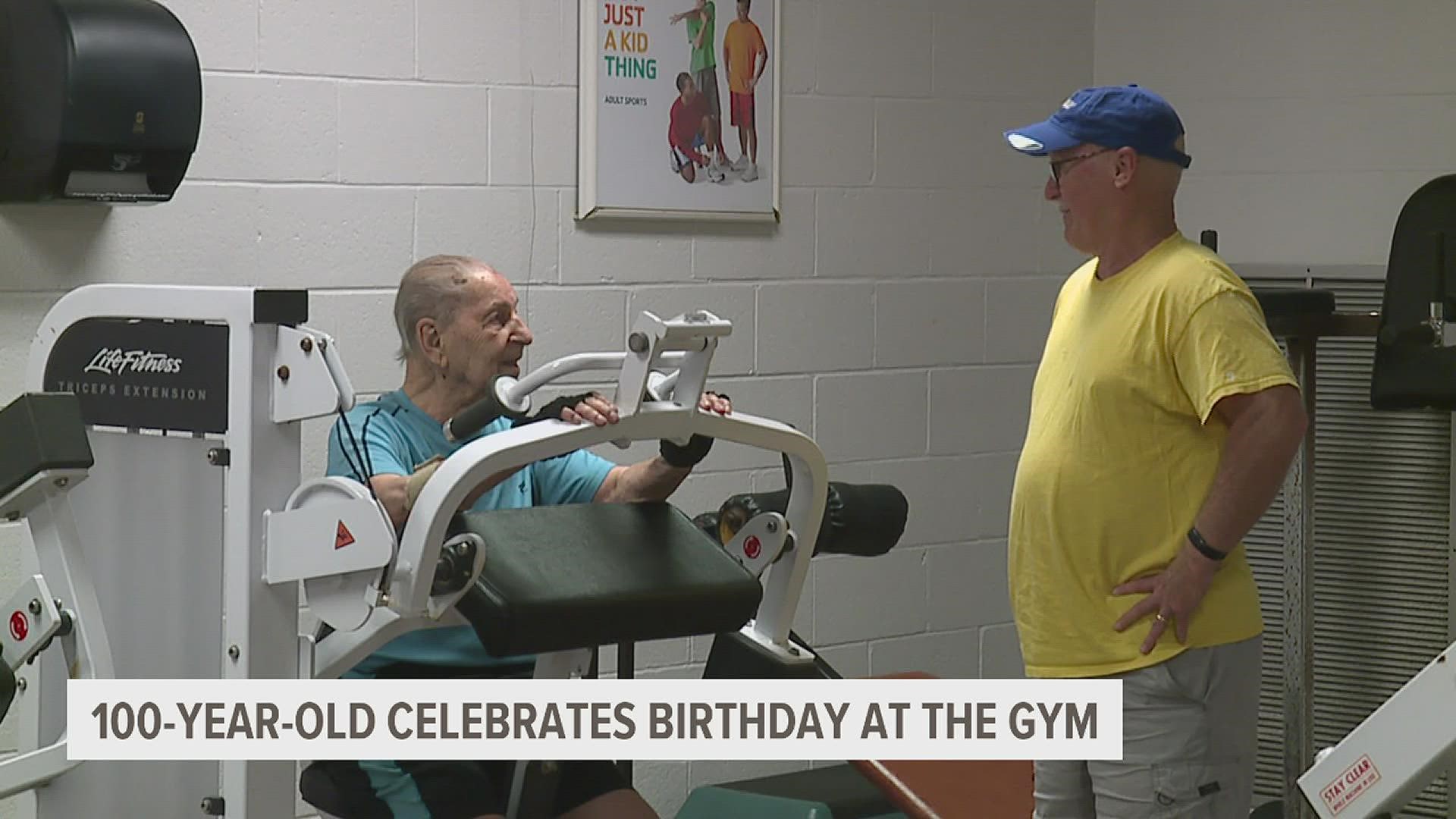 Les Savino celebrated his 100th birthday in August. He spends three hours working out at the Hanover YMCA five mornings a week.