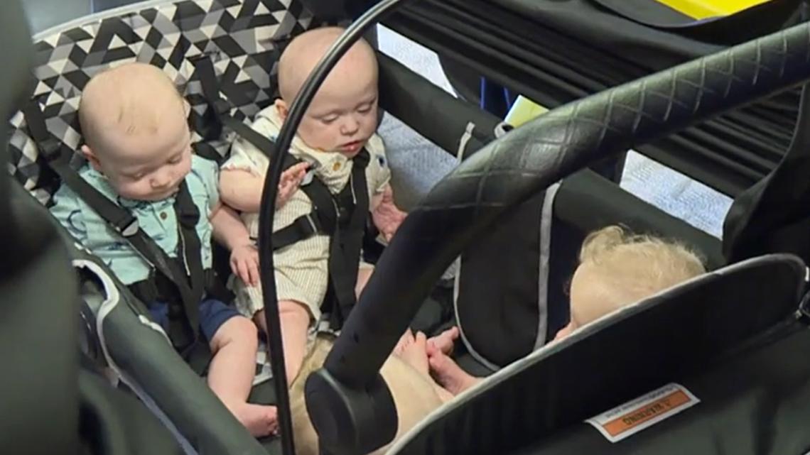 Quadruplets return to hospital where they were born for 1st birthday celebration