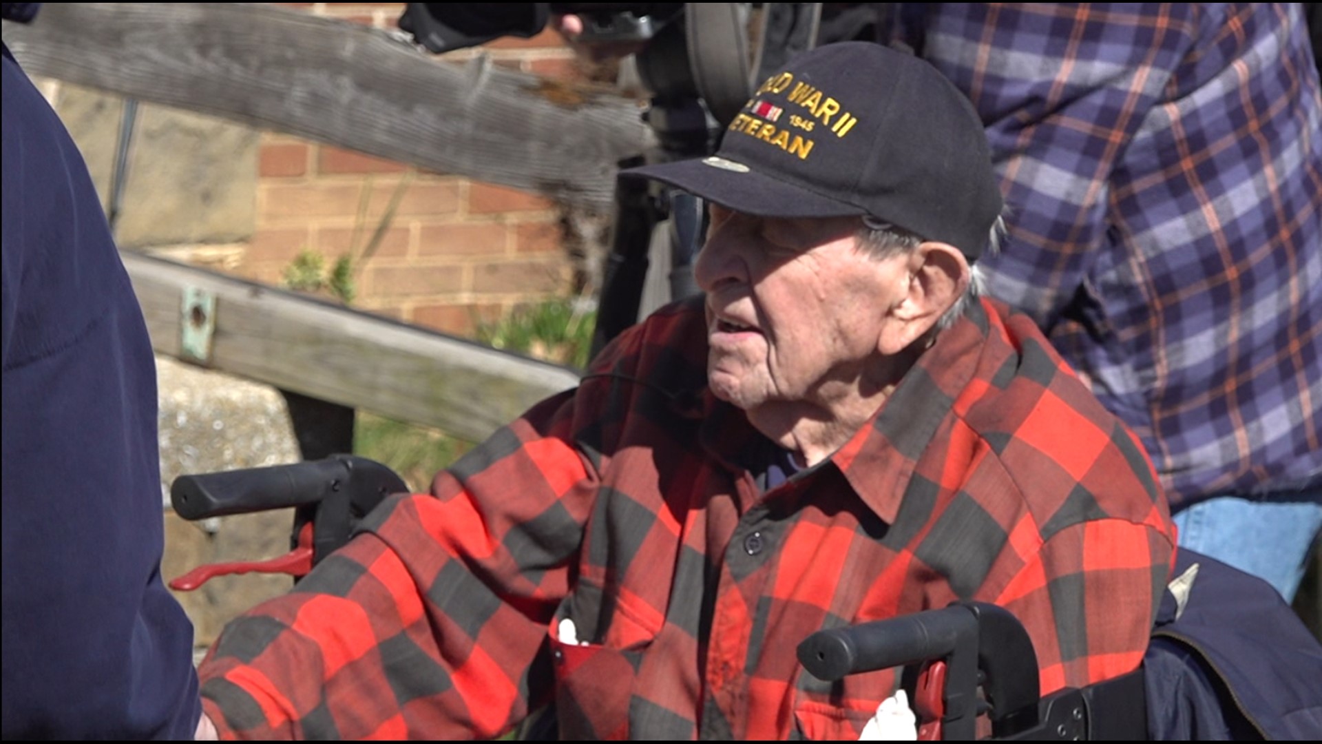 The York Suburban High School band played "Happy Birthday" for 100-year-old John Barnhart.