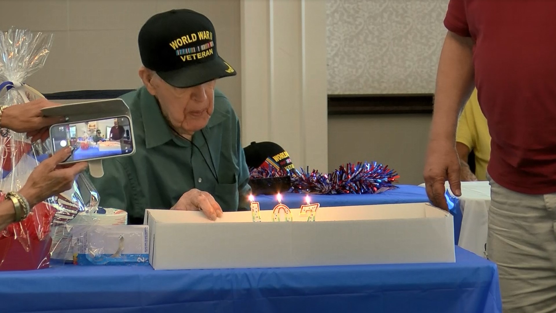 A party was held in Evansville for Thurman Carnal, who celebrated his 107th birthday with family and friends.