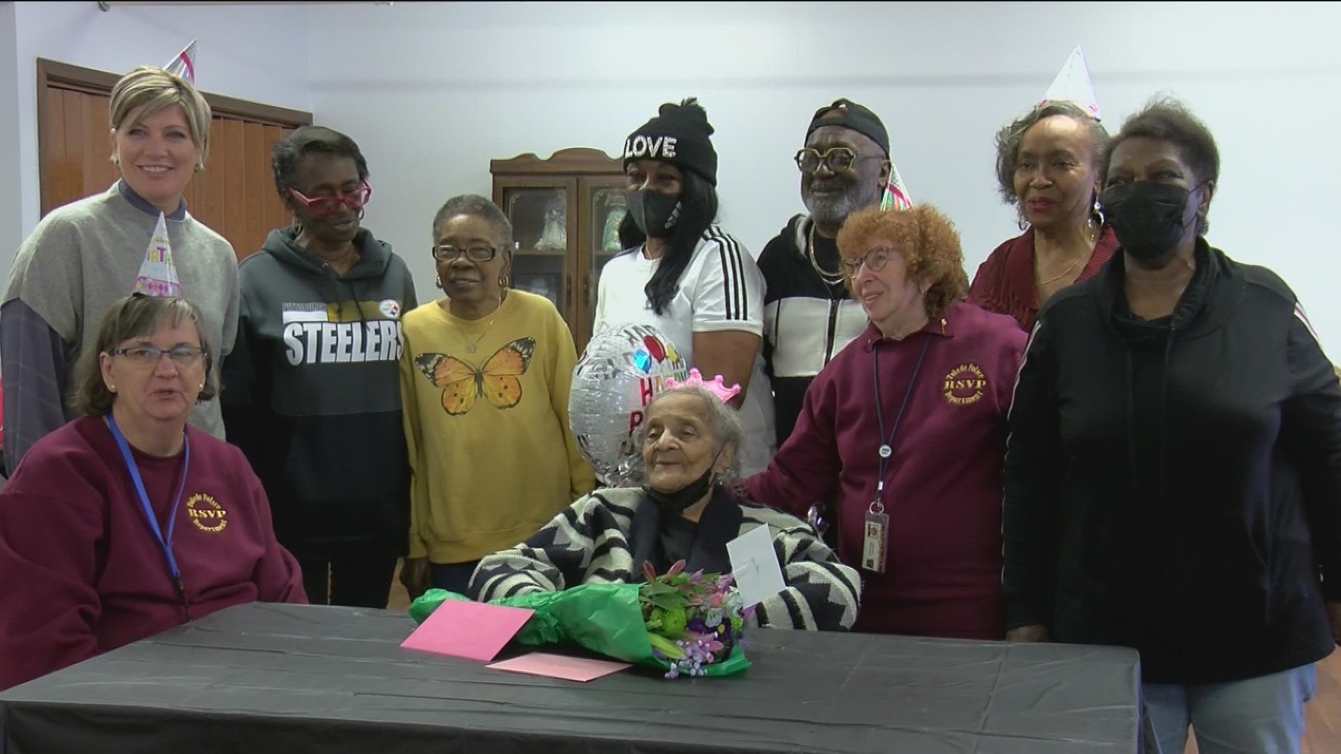 Jim Ella Jeffries, 103, celebrated her birthday on Monday with help from her friends at the Area Office on Aging. Happy birthday, Jim Ella!