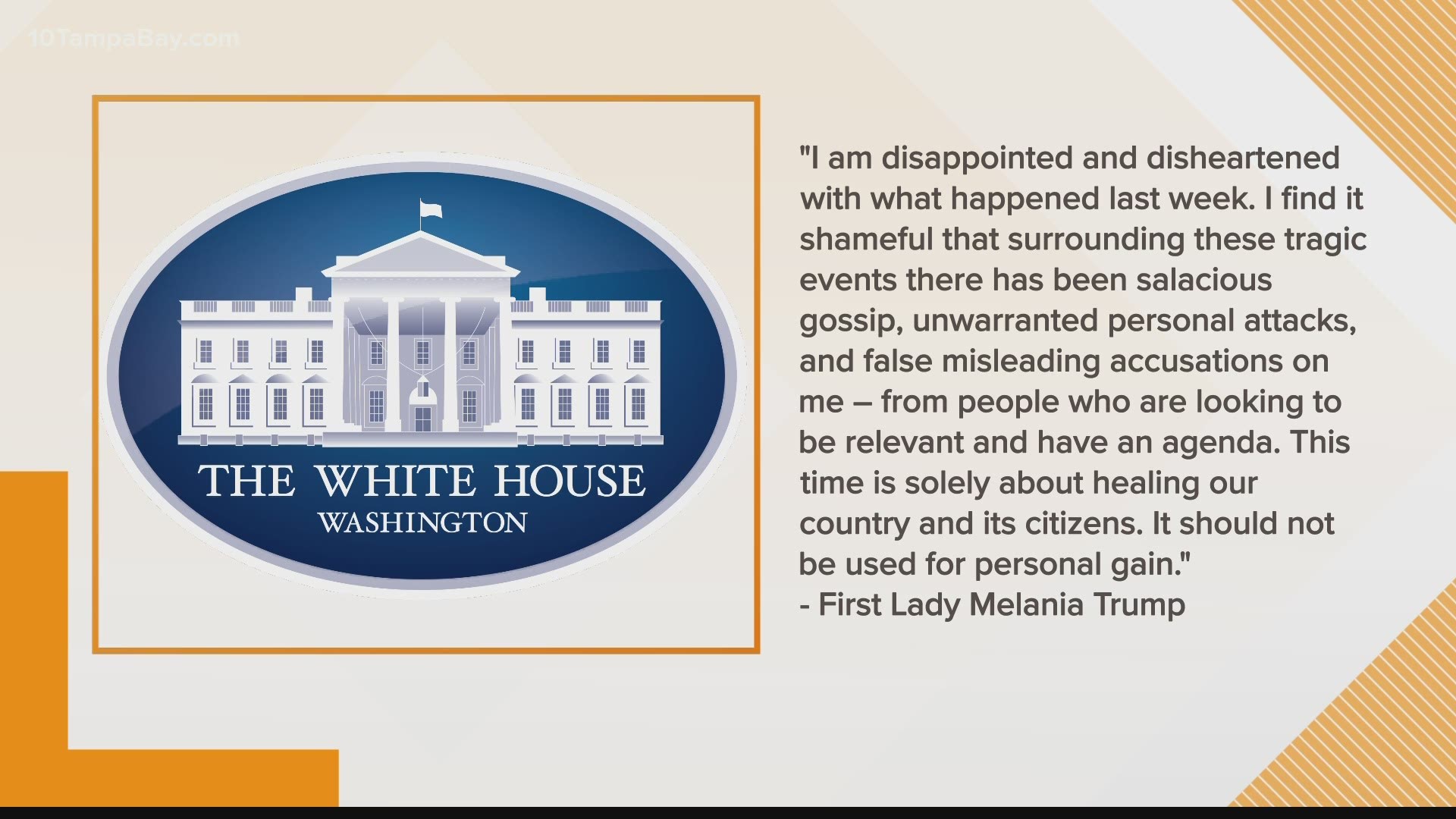 The first lady said she was 'disheartened and disappointed' at Wednesday's events.