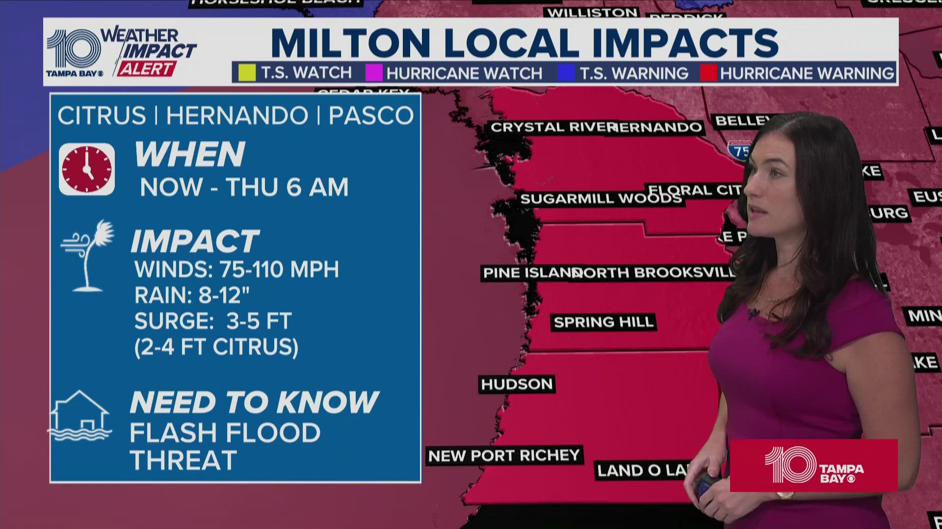 IMPACTS: Tampa Bay county-by-county outlook for Hurricane Milton ...