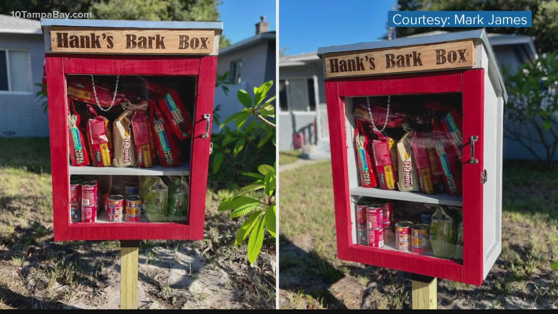 "Hank's Bark Box" is a no-questions-asked free pet pantry where owners who are in need are able to grab and go.