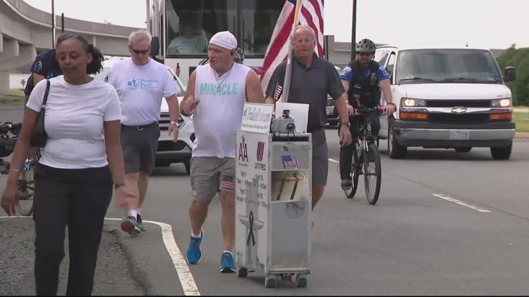 Man pushes cart from Dulles to the Pentagon to honor 9/11 heroes