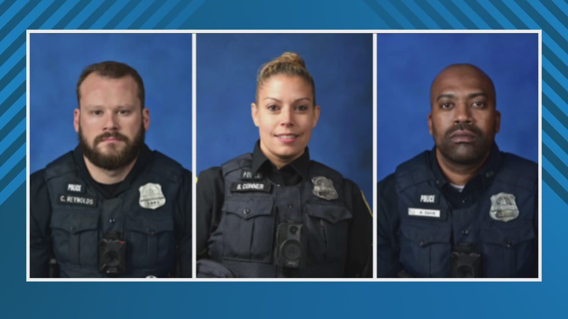 Here are the officers being honored -- Detective Cameron Reynolds, Officer Sara Conner and Officer Wilbert Davis.