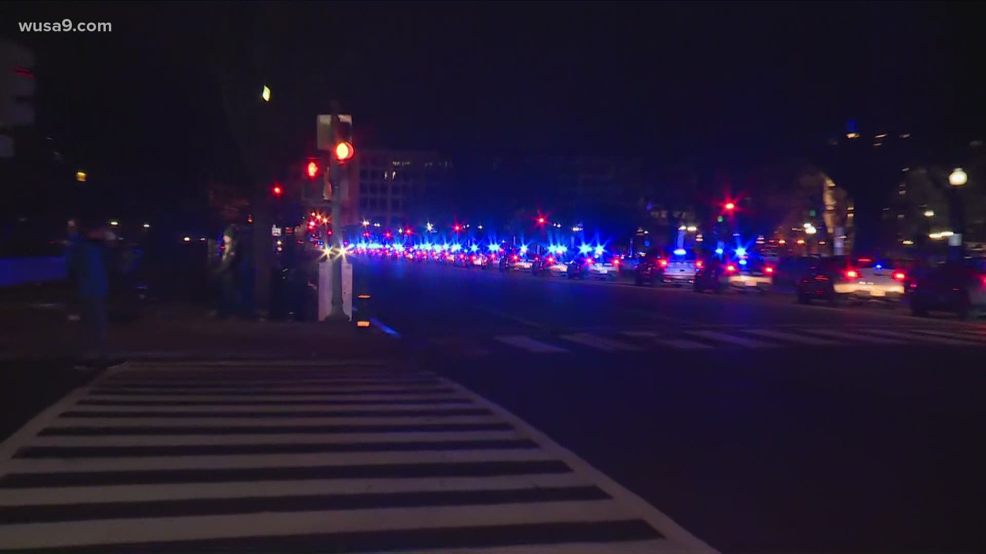 A show of force from Virginia State Police as law enforcement made its way to the Capitol building after curfew was lifted Thursday morning.