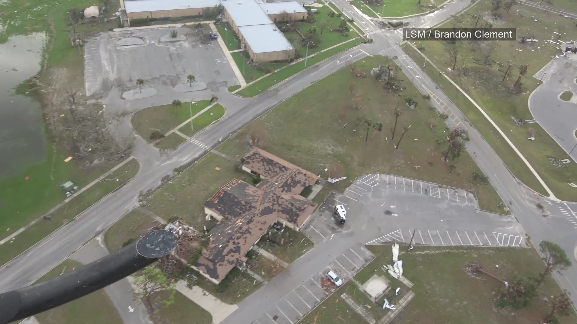 Tyndall Air Force Base leaders say the Florida facility suffered 'widespread catastrophic damage' from Hurricane Michael. (LSM / Brandon Clement)