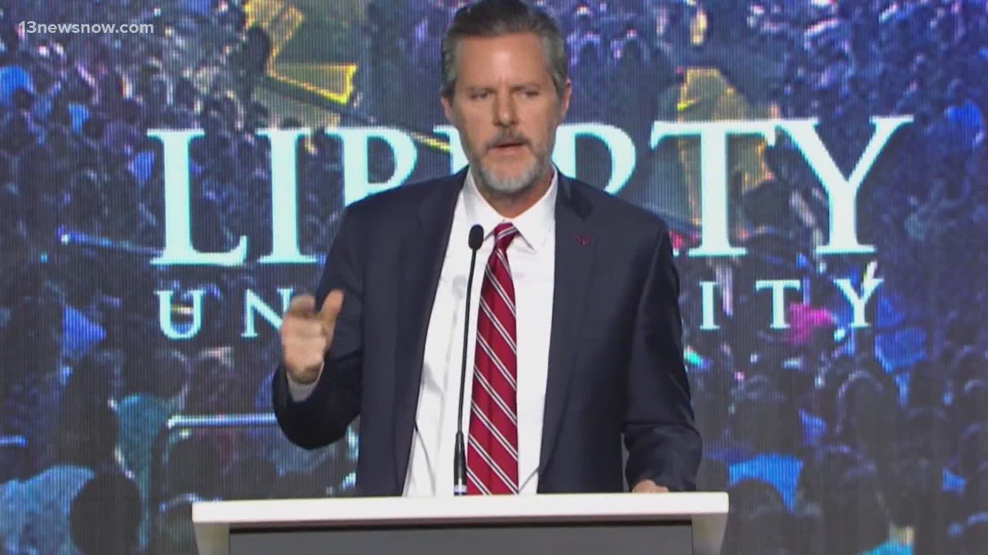 A senior official at Liberty University said Jerry Falwell Jr. was leaving his leadership post. Falwell reportedly says that's not true.
