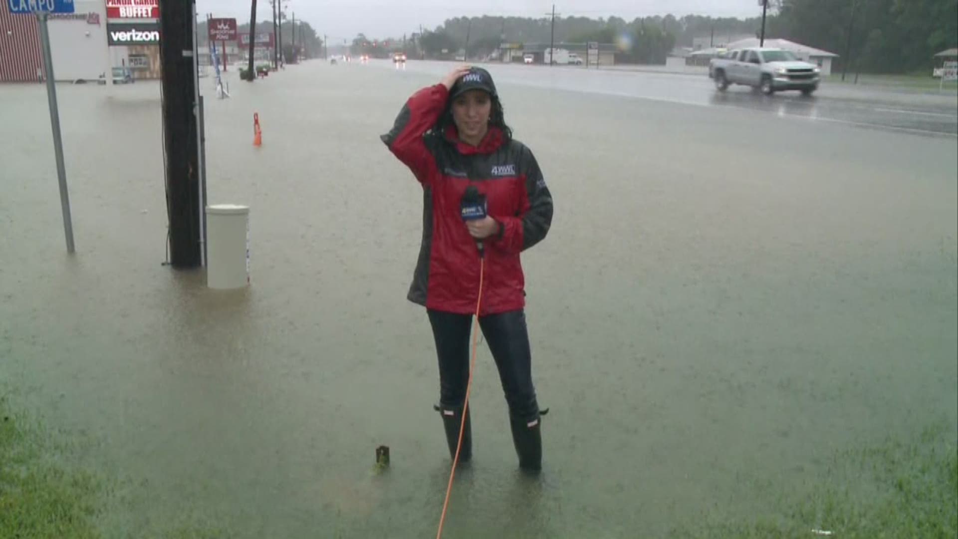 Lauren Bale reports from Amite at noon, where flood waters continue to rise.