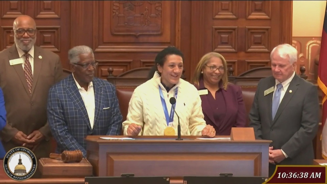 Six-time Olympic medalist Elana Meyers Taylor recognized for her achievements at Georgia State Capitol