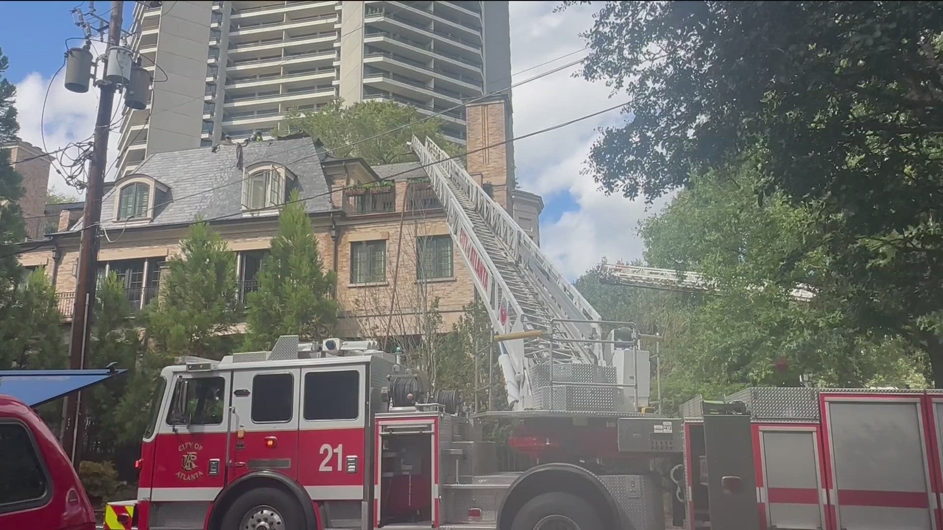 Crews responded to a fire on Peachtree Road in Buckhead on Friday afternoon.