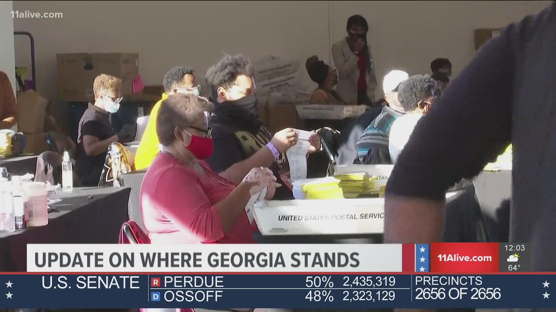 Georgia officials said the state has about 60,000 outstanding ballots.