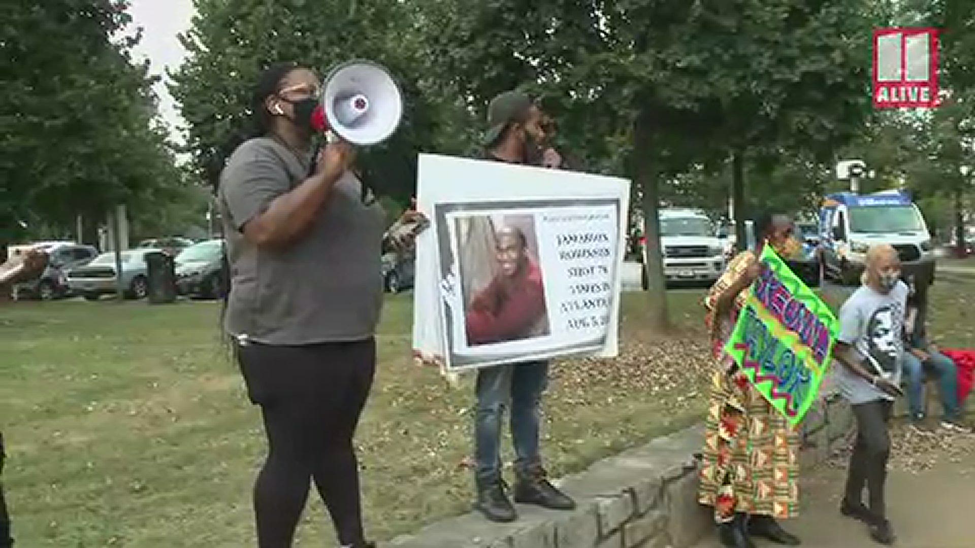 A group gathered at Atlanta's Johnson Park on Wednesday night after the announcement of one indictment in the Breonna Taylor case, for endangerment of her neighbors.