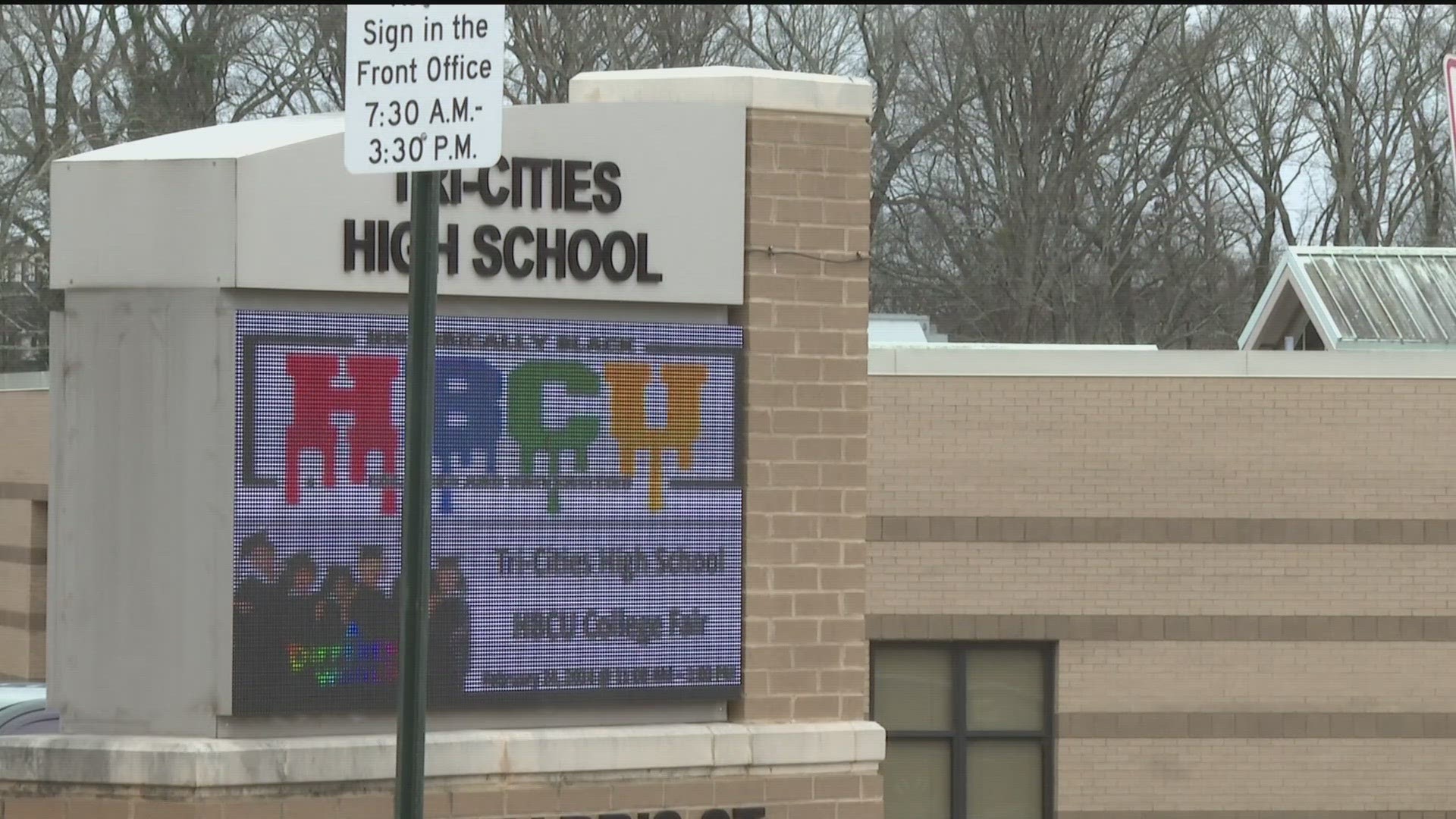One person was shot and one person was stabbed Friday night following a high school basketball game at Tri-Cities High School.