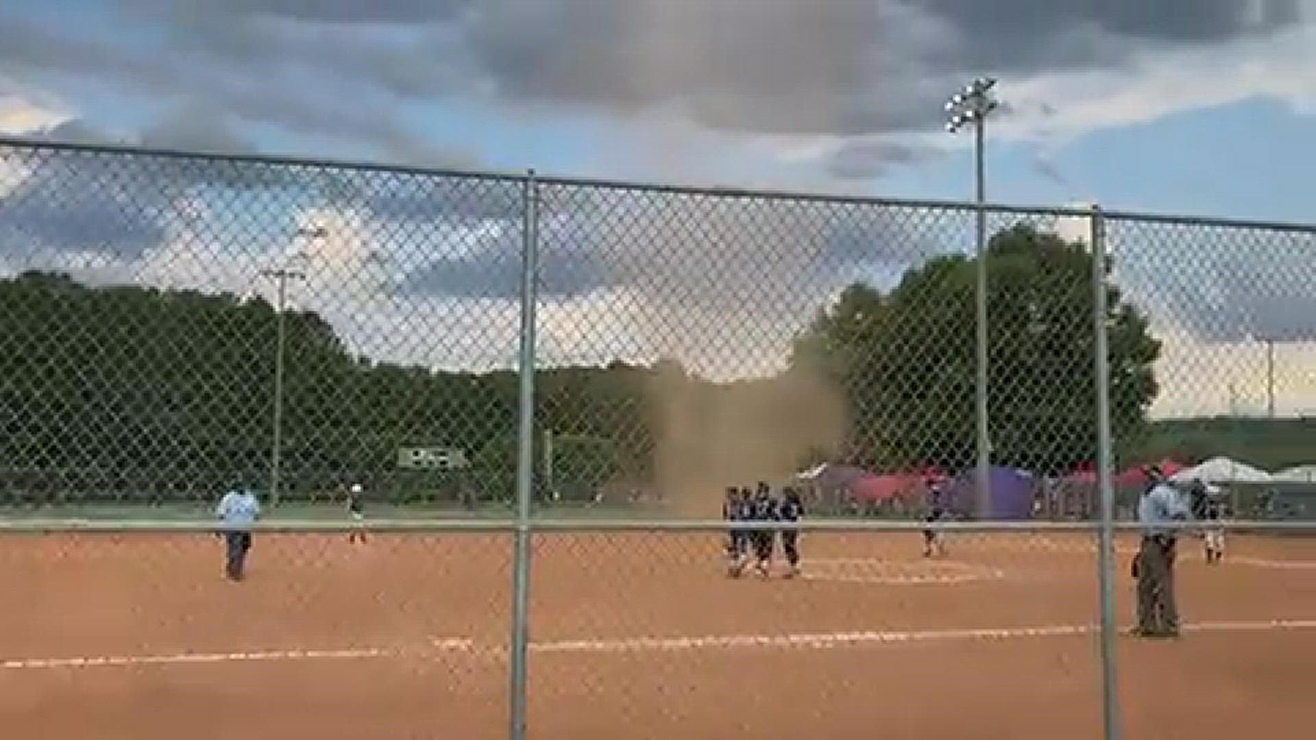 Two innings after the first dust devil, this second one was caught on cam in Marietta Saturday.