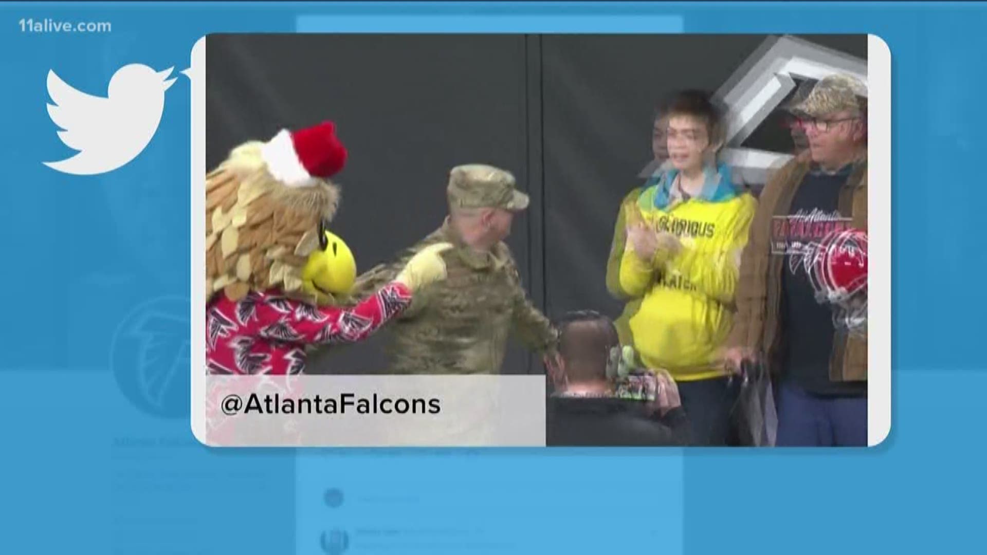 Sgt. Mattson surprised his family at an Atlanta Falcons game.