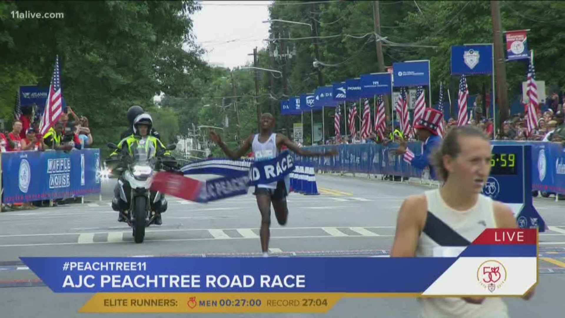 The Kenyan 19-year-old set the event record in the 50th AJC Peachtree Road Race on Thursday in nearly 27 minutes flat, beating a record that had stood since 1996.