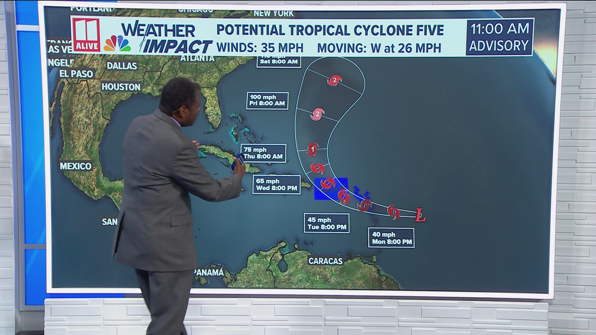 It is forecast to become Tropical Storm Ernesto later Monday