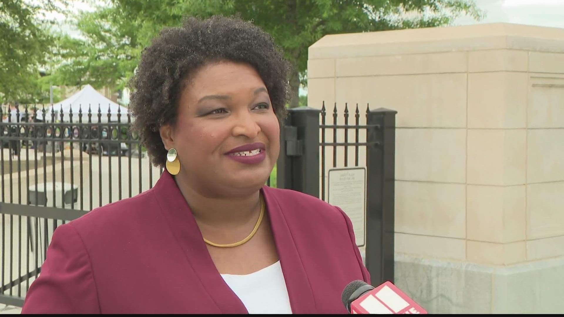 11Alive's Jon Shirek spoke to Stacey Abrams one-on-one at Liberty Plaza.