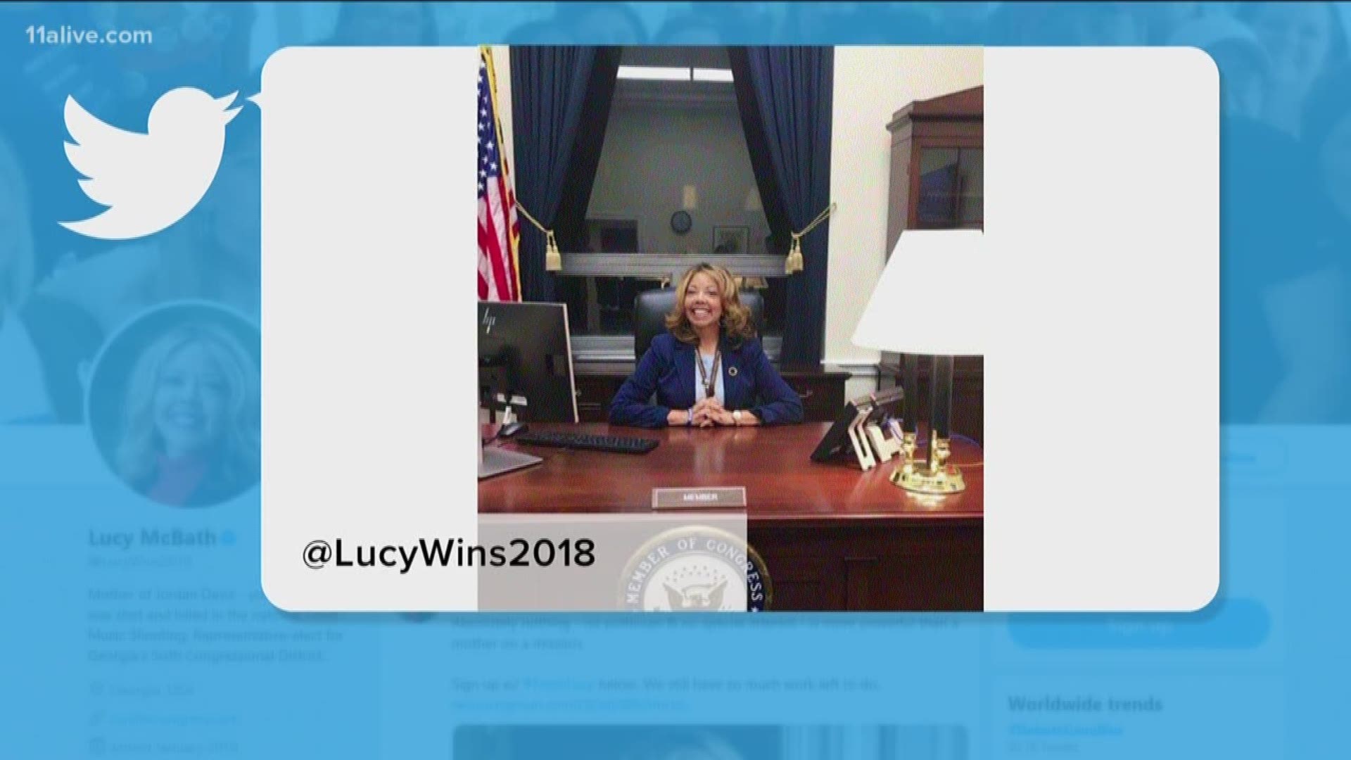Lucy McBath, Georgia's newly-elected 6th District congresswoman, shared a photo behind her desk with a caption focused on gun reform.