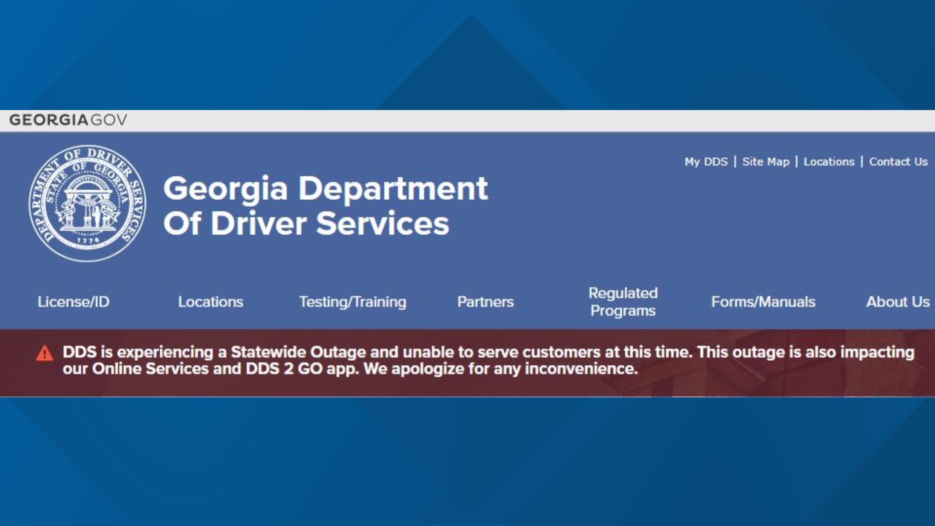 DDS in statewide outage