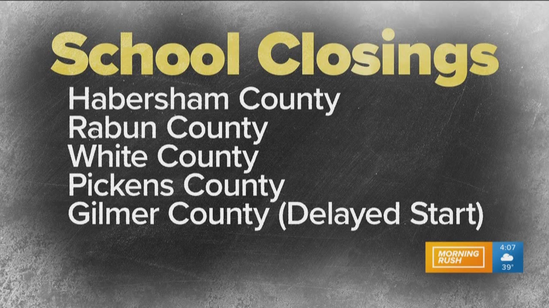 Four school systems are closed and one is delayed because of the winter weather.