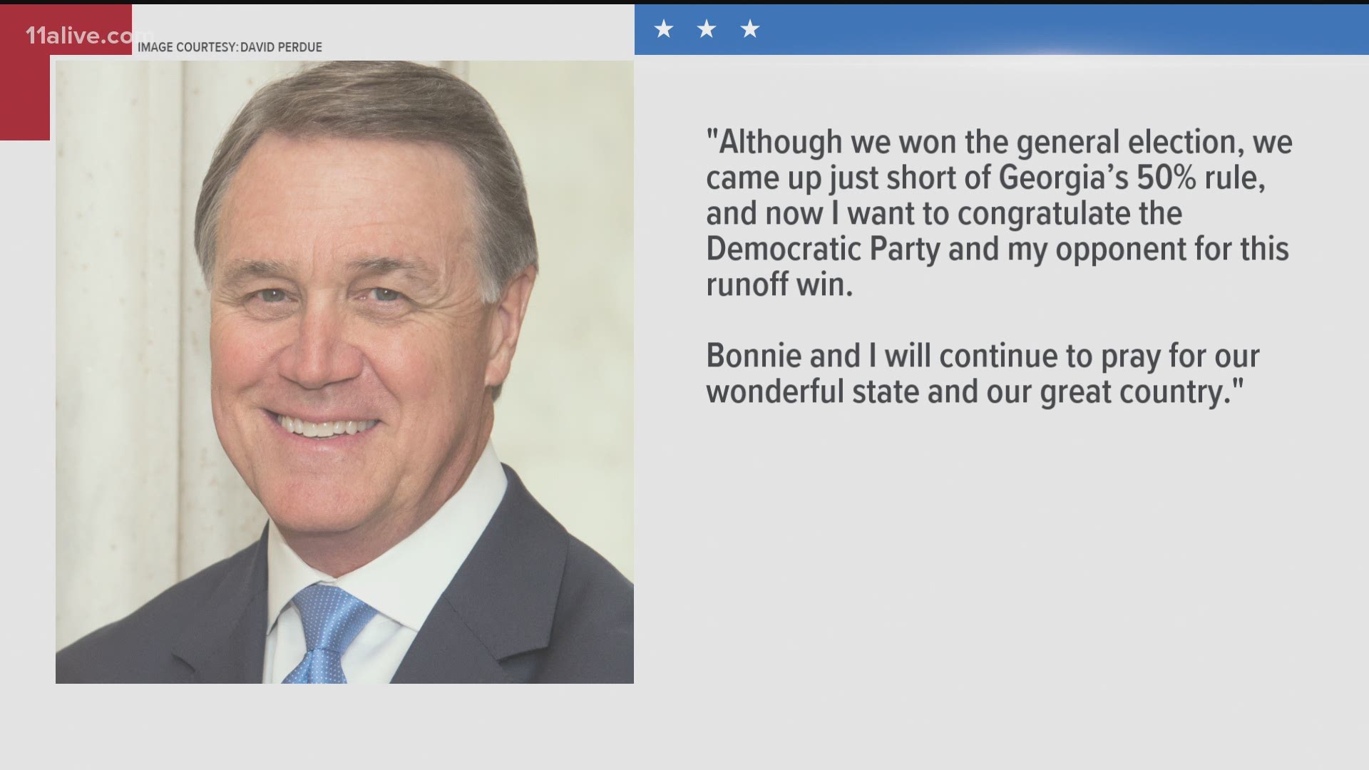 While the final tally is not yet official, Republican David Perdue conceded. Kemp also tweeted his congratulations.