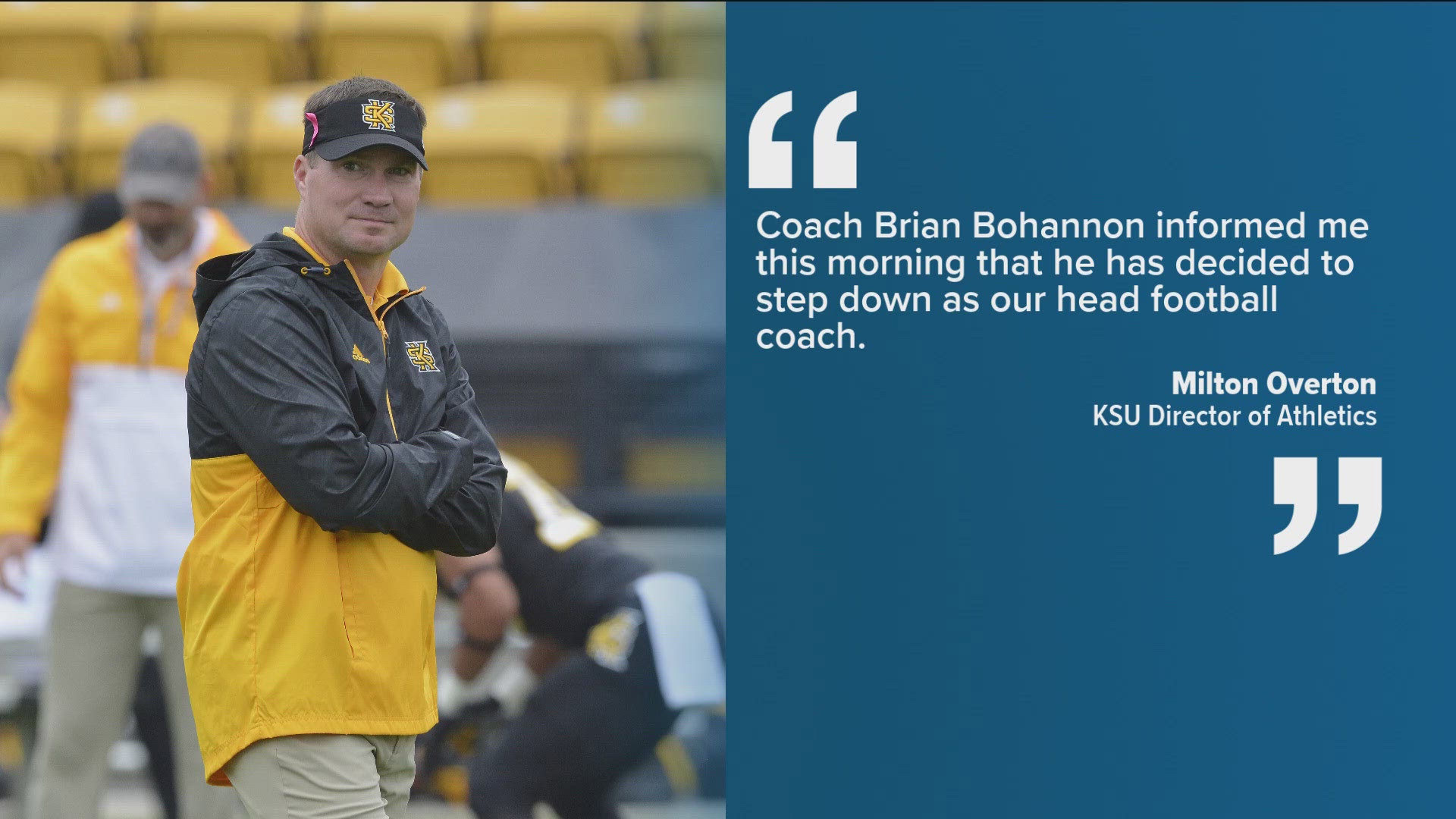 This comes after the university released a statement earlier on Sunday stating that Brian Bohannon had told the Director of Athletics he was stepping down.