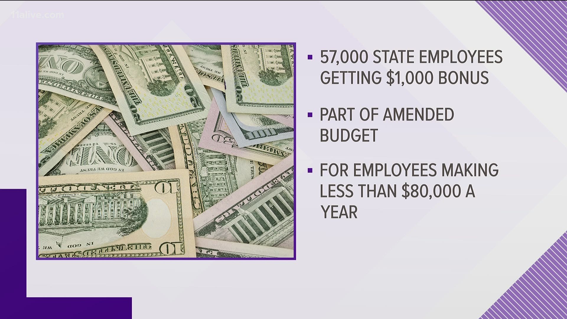State employees to get 1,000 bonus