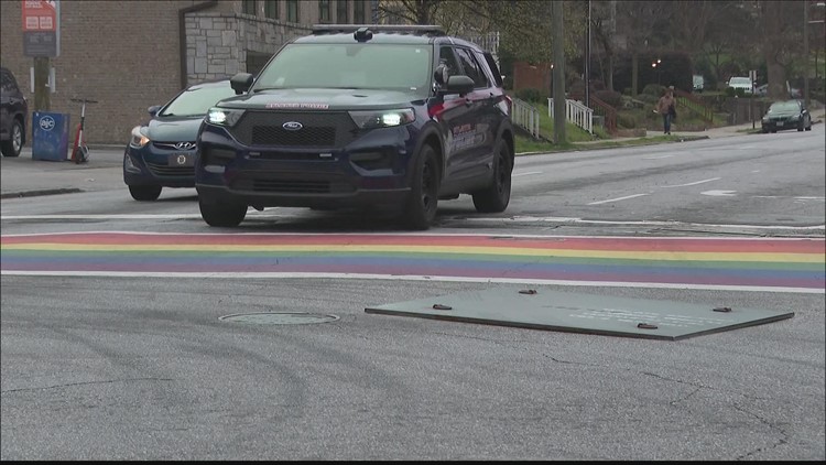 Community members not fond of metal plates installed by Midtown rainbow crosswalk