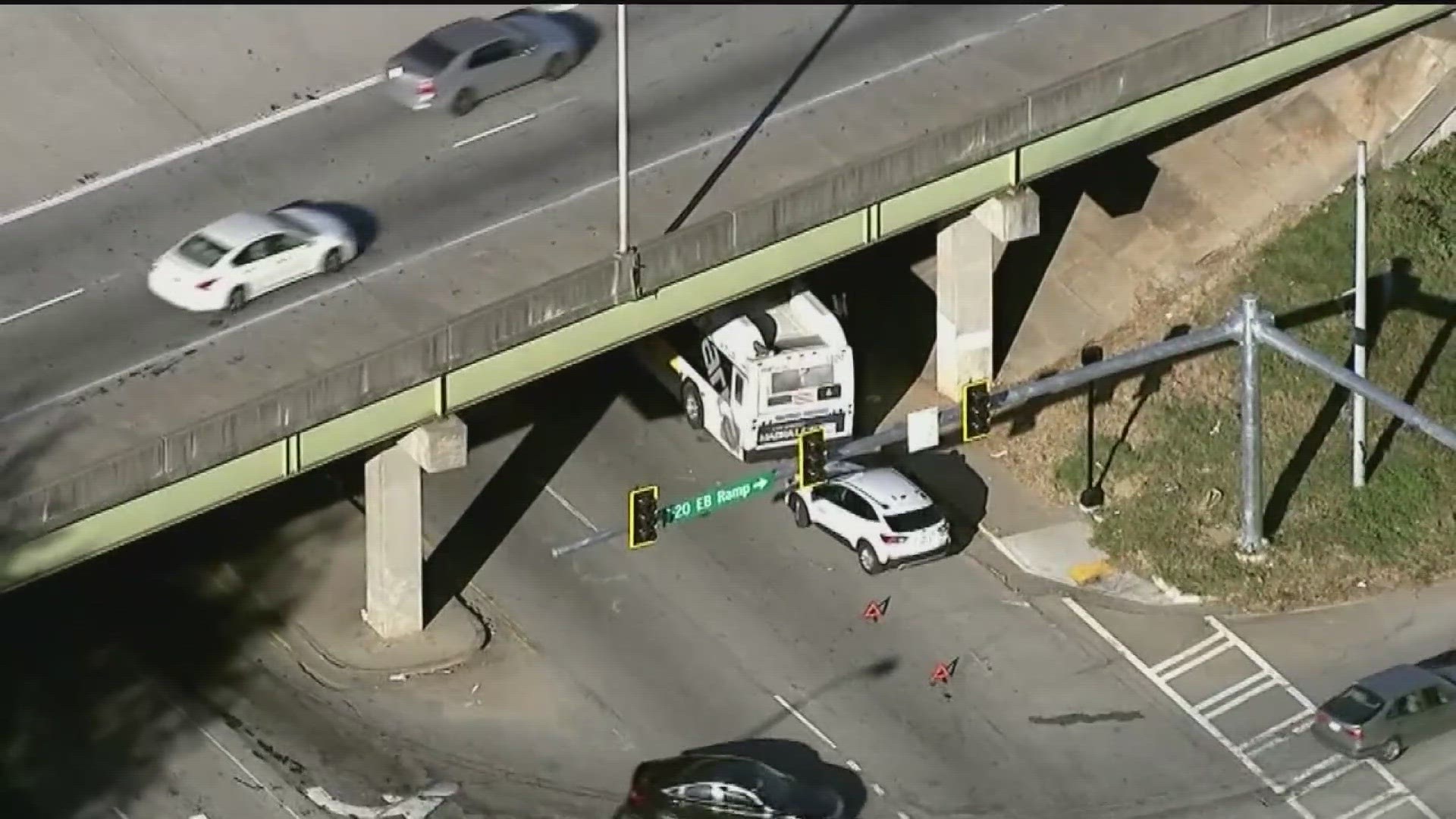 The crash happened near an Atlanta I-20 overpass.