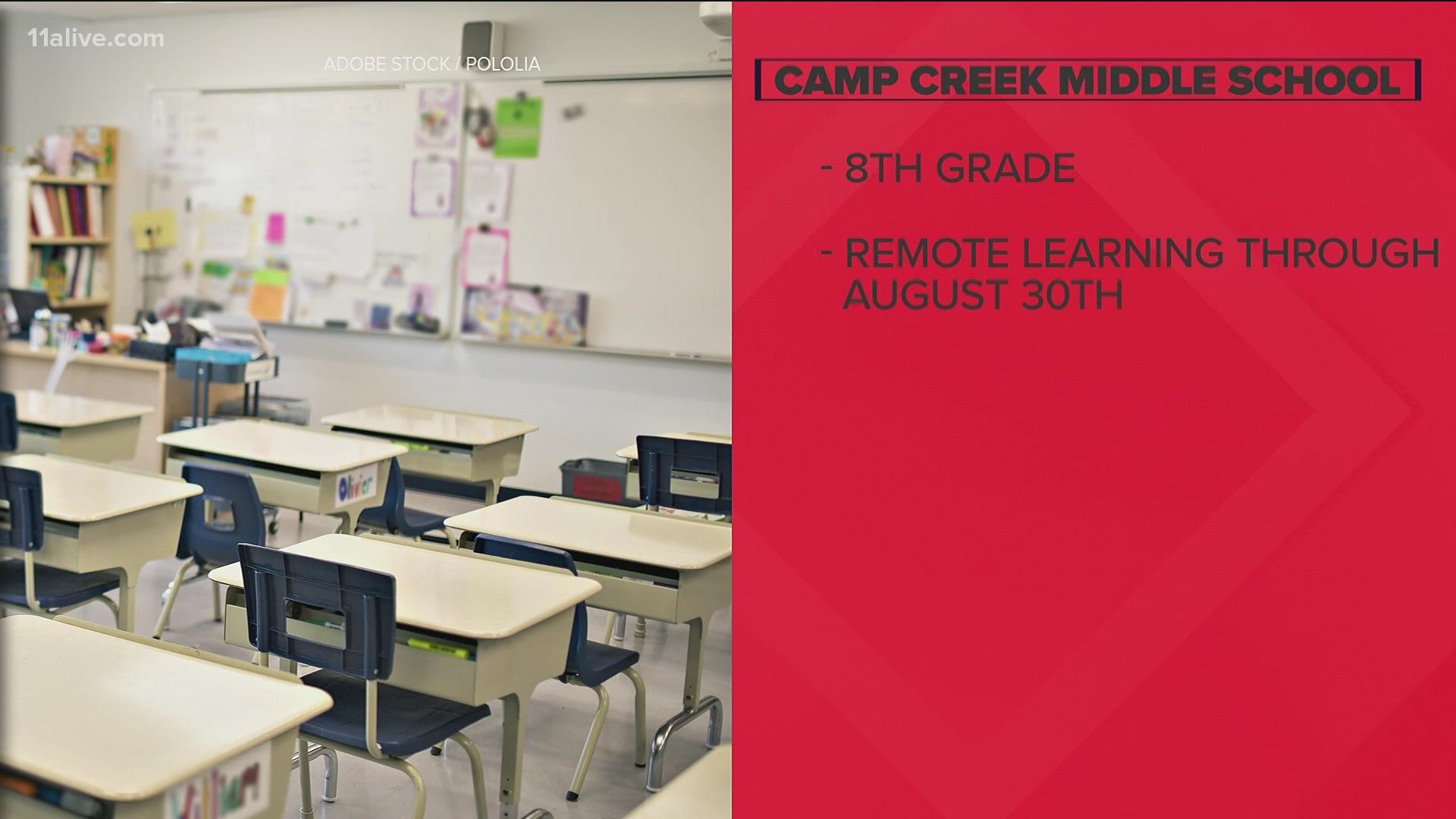 Fifth graders at Lake Windward will go remote starting Tuesday, Aug. 24. The same is for 8th grade students at Camp Creek Middle School.