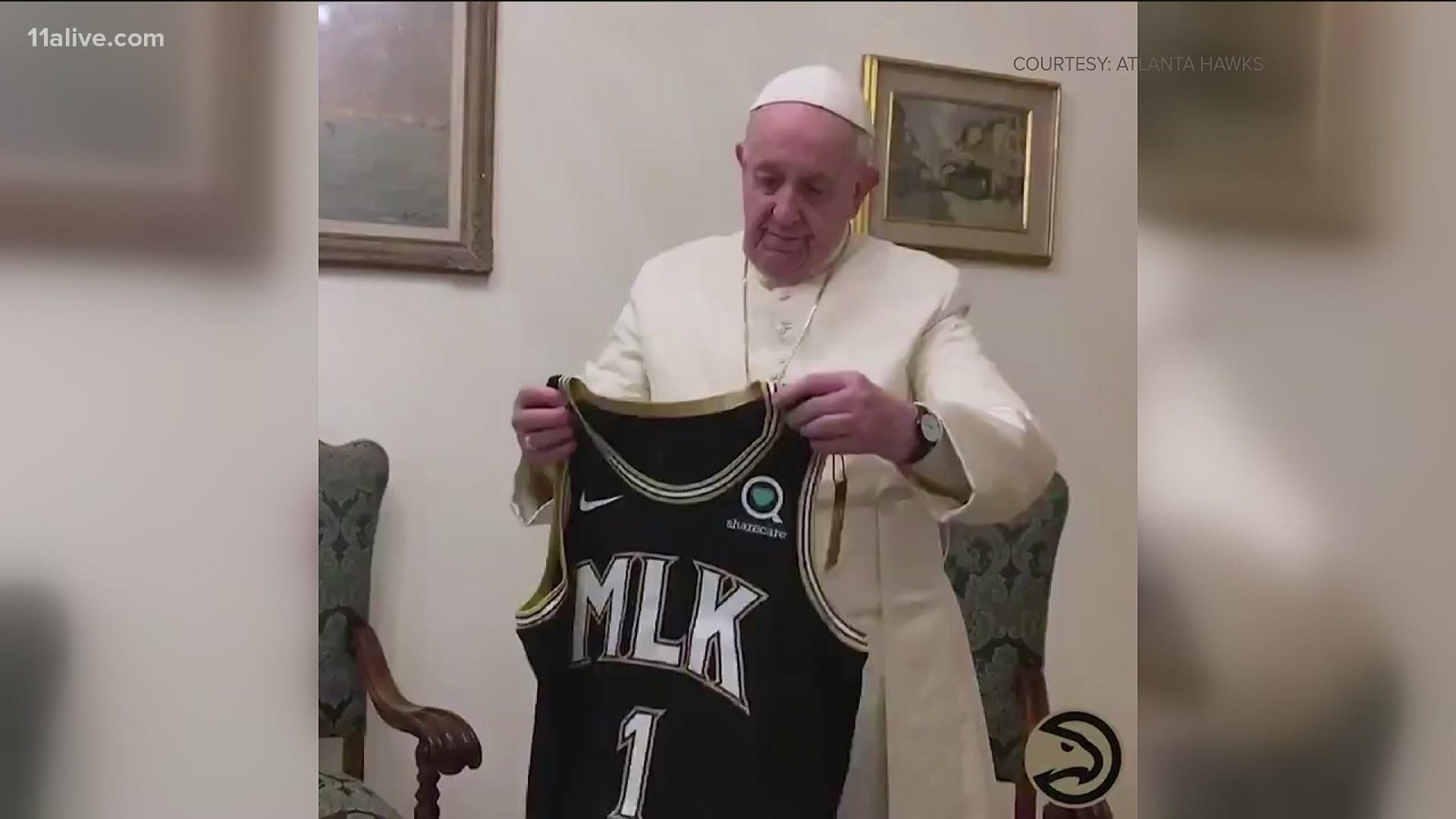 Pope blesses MLK Atlanta Hawks jersey