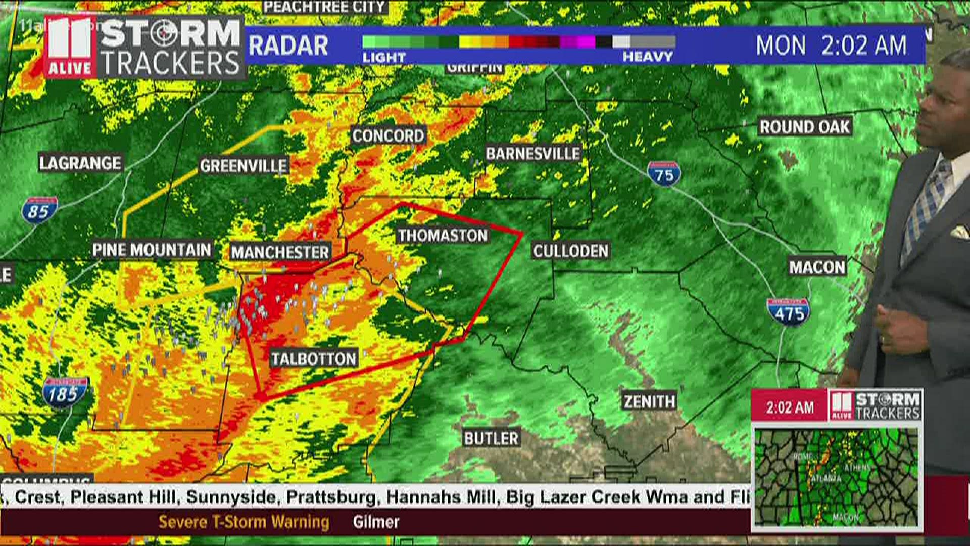 Tornado warning issued for Upson, Talbot Counties that is expected to expire around 2:30 a.m.