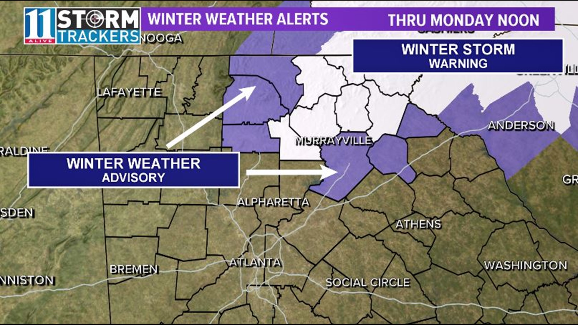 Winter weather alerts extended for some counties